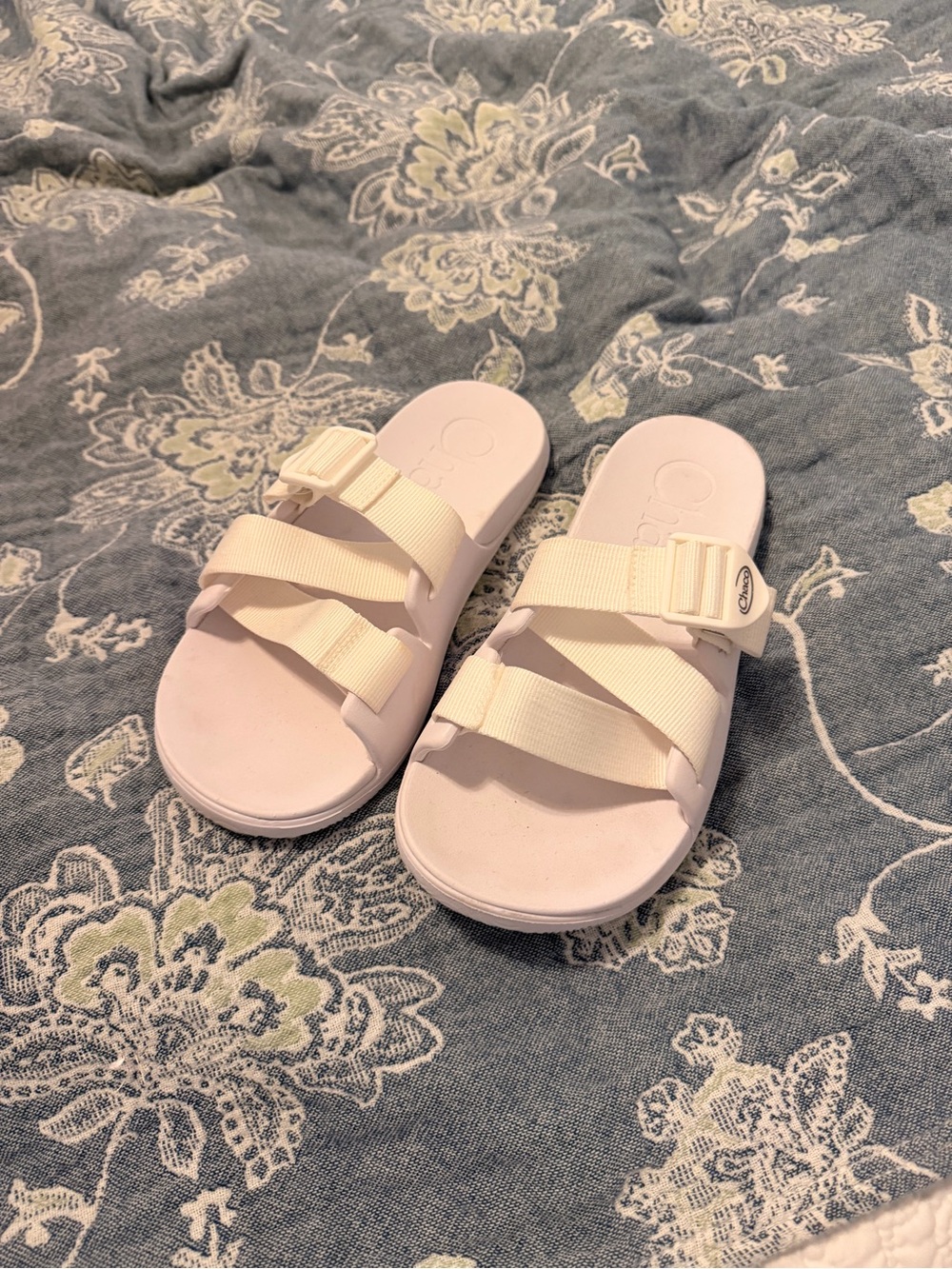 Chaco Women's Cream Dual-Strap Slide Sandals